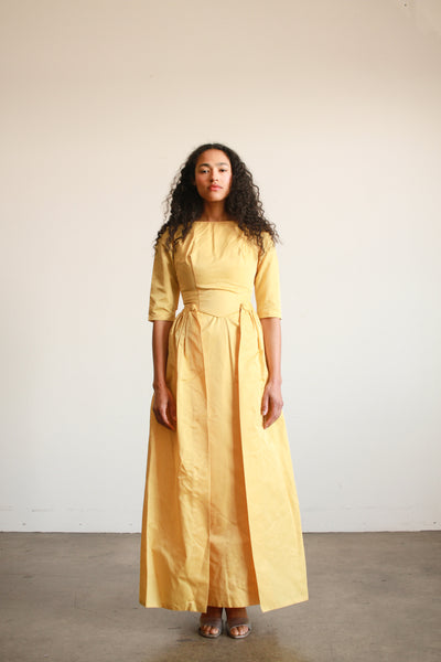 1950s Emma Domb Yellow Evening Dress