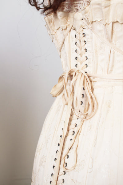1910s Antique Bonton Cream Long Corset