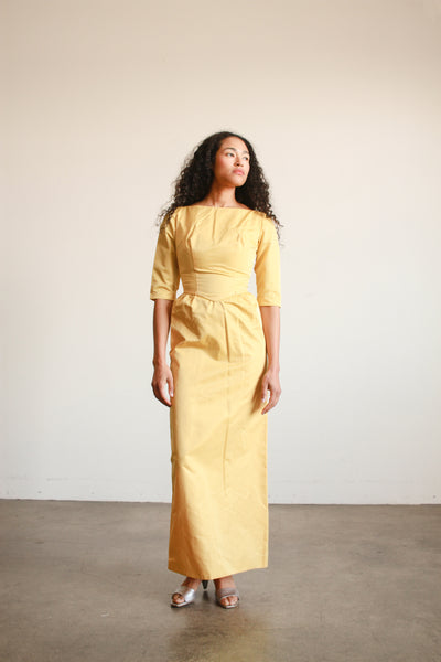 1950s Emma Domb Yellow Evening Dress