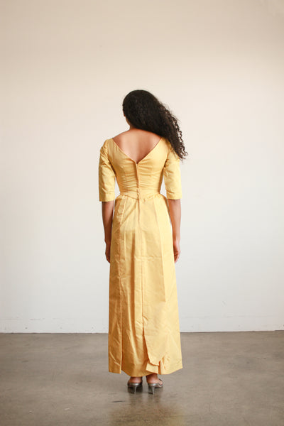 1950s Emma Domb Yellow Evening Dress