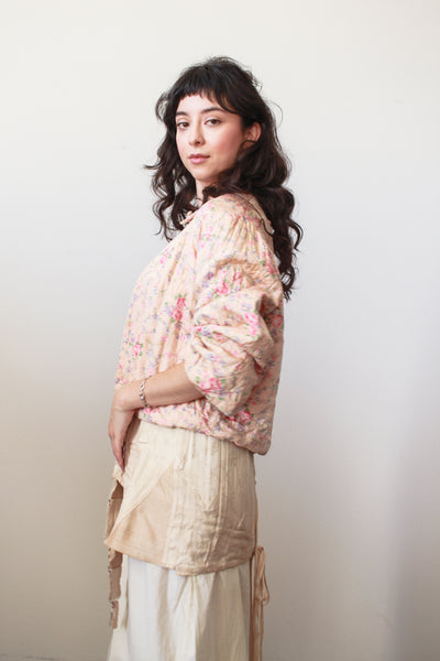 1950s Pink Quilted Rose Bed Jacket