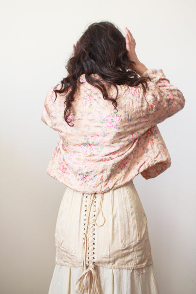 1950s Pink Quilted Rose Bed Jacket
