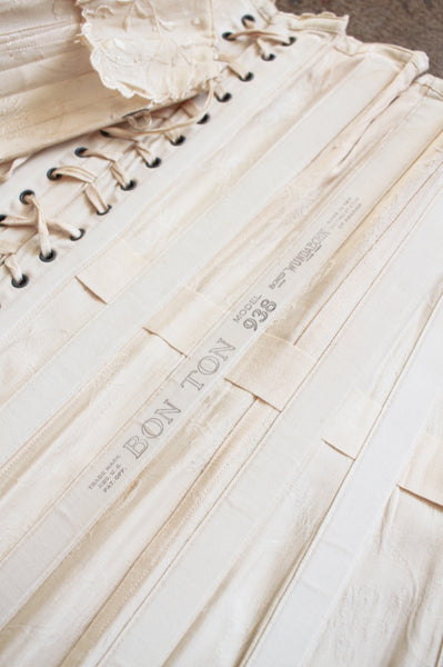 1910s Antique Bonton Cream Long Corset