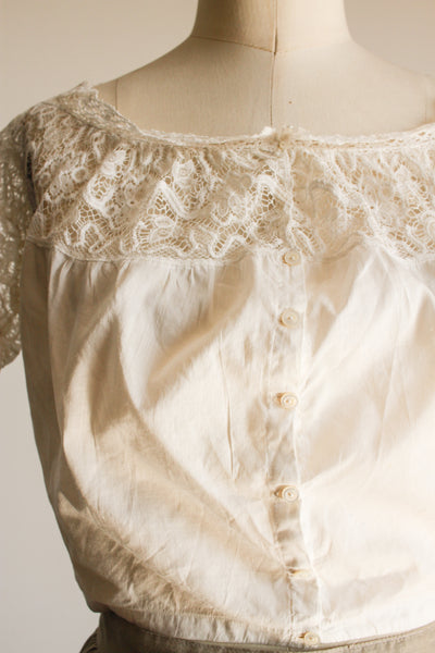 Victorian White Lace Panel Blouse