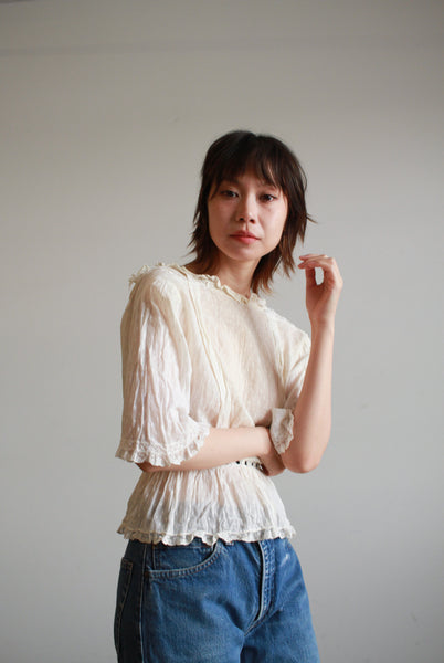 Victorian Cotton Viole Swiss Dot Blouse