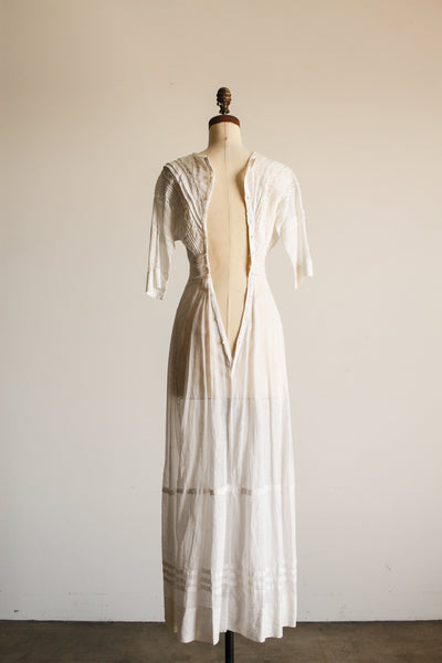 Edwardian White Cotton Voile Embroidered Lawn Dress