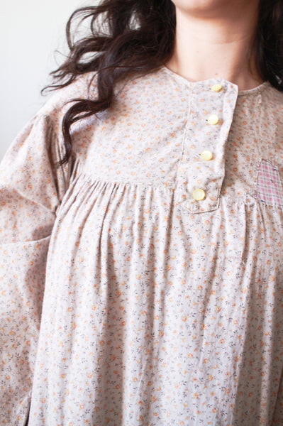 1900s Gray Cotton Floral Nightgown