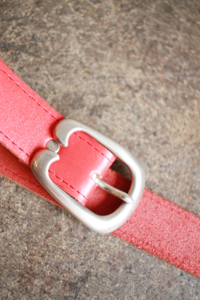 1970s French Cherry Red Leather Belt