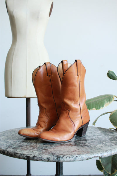 1980s Justin Cognac Western Boots | 8