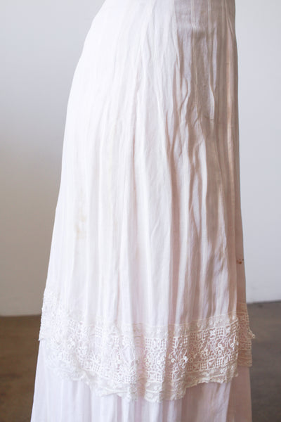 1910s Light Pink Cotton Voile Lace Trim Lawn Dress