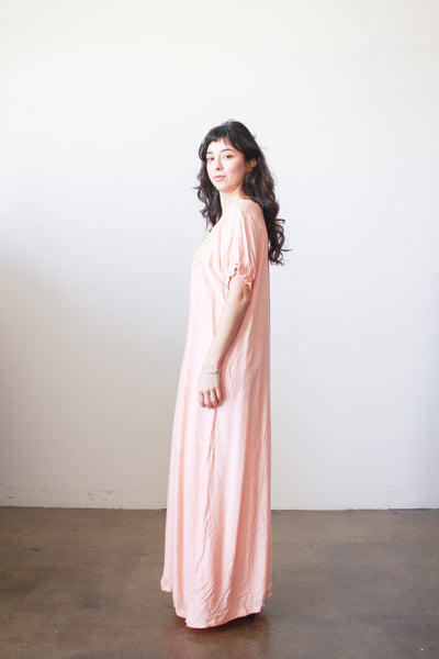 Antique Edwardian Blush Pink Crochet Trim Nightgown