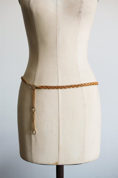 1980s Gold Chain Link Braided Hip Belt