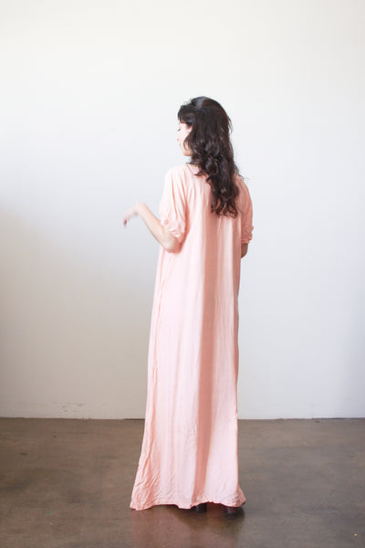 Antique Edwardian Blush Pink Crochet Trim Nightgown