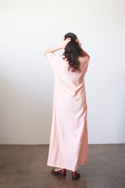 Antique Edwardian Blush Pink Crochet Trim Nightgown