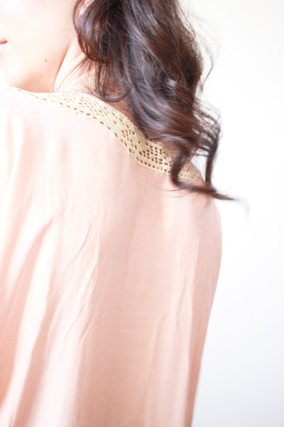 Antique Edwardian Blush Pink Crochet Trim Nightgown