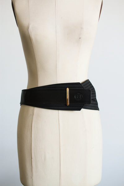 1980s Fendi Oversized Black Leather Belt