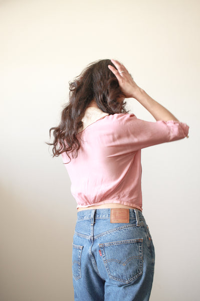 1920s Foxglove Pink Silk Double Breasted Blouse