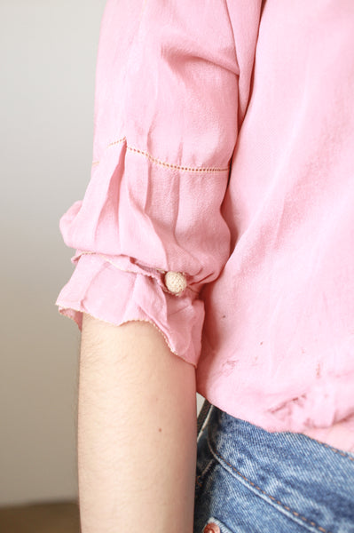 1920s Foxglove Pink Silk Double Breasted Blouse