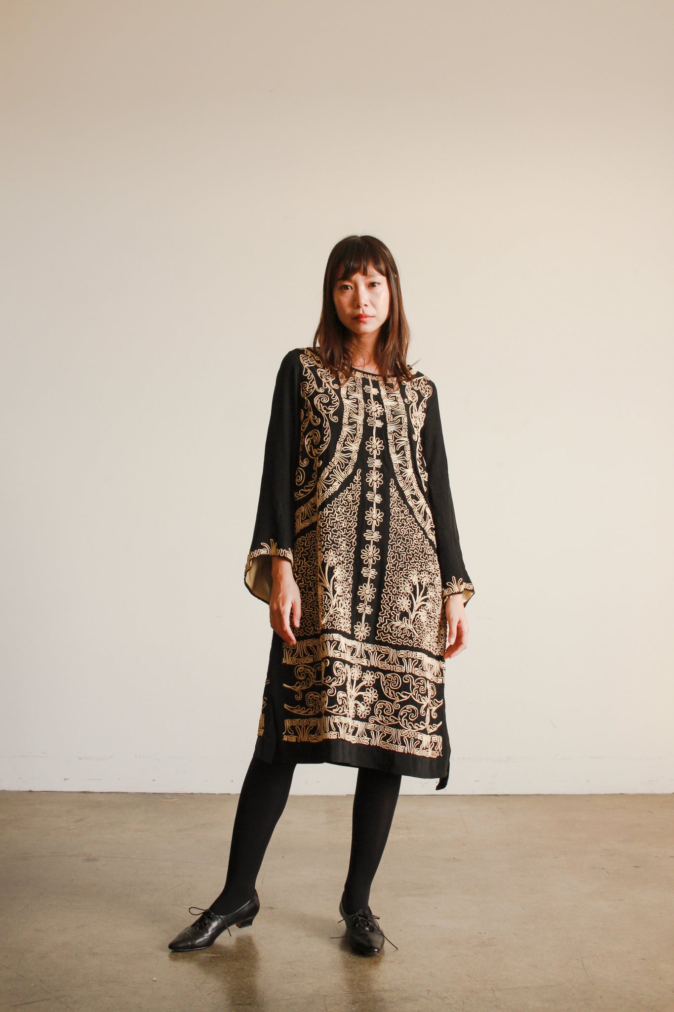 1920s Black and Gold Soutache Tunic Dress Blossom Vintage 1920s Black and Gold Soutache Tunic Dress Blossom Vintage
