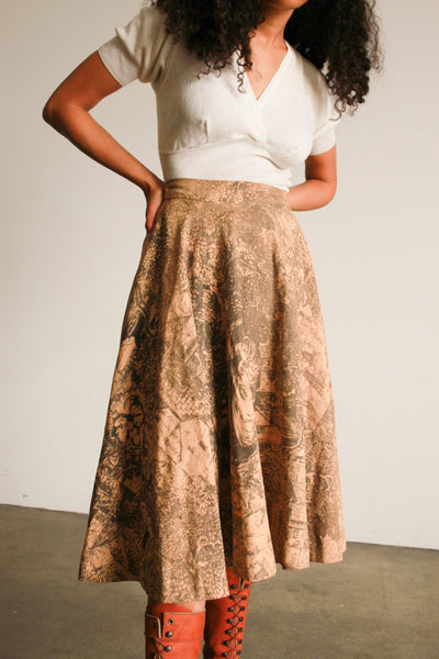 1950s Tapestry Print Circle Skirt