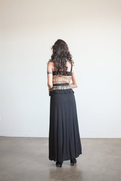 1930s Black and Tan Organza Plaid Dress