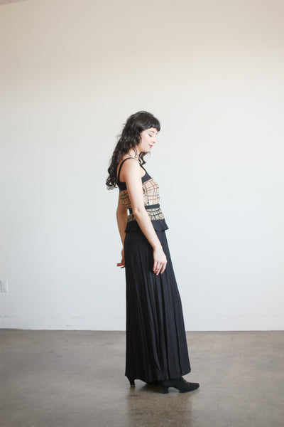 1930s Black and Tan Organza Plaid Dress