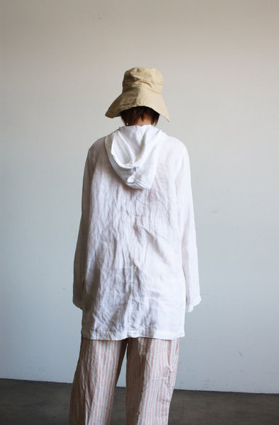 1980s White Linen Oversized Button up Jacket