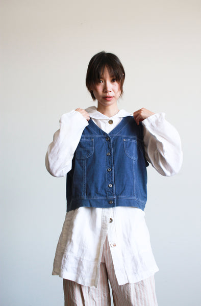 1990s Darkwash Blue Cotton Vest