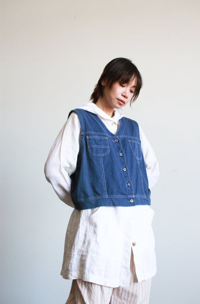 1990s Darkwash Blue Cotton Vest