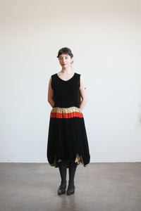 1920s Black Silk Velvet Scalloped Lam Dress Blossom Vintage 1920s Black Silk Velvet Scalloped Lam Dress Blossom Vintage