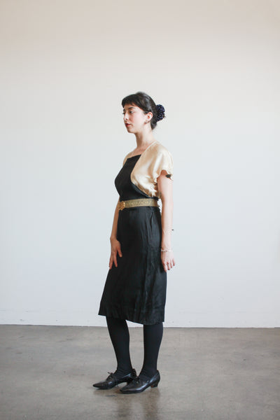 1930s Slipper Satin Two Tone Midi Dress