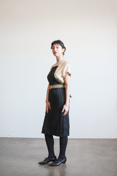 1930s Slipper Satin Two Tone Midi Dress