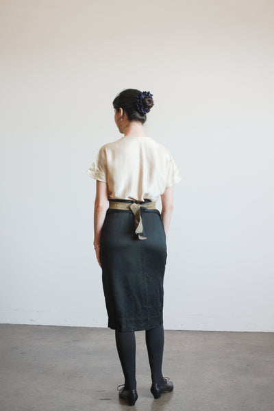 1930s Slipper Satin Two Tone Midi Dress