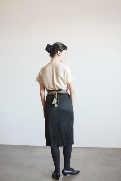 1930s Slipper Satin Two Tone Midi Dress