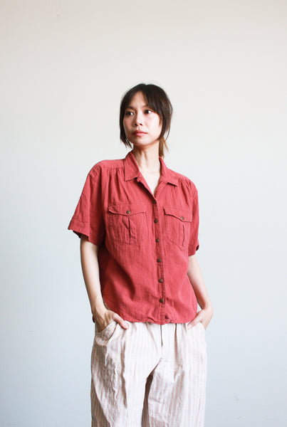 1990s Rose Cotton Button Up Blouse