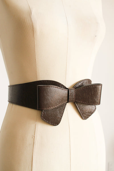 1990s Dark Brown Bow Belt