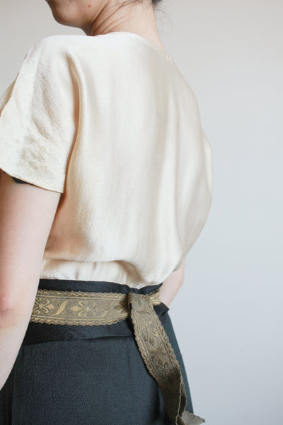 1930s Slipper Satin Two Tone Midi Dress