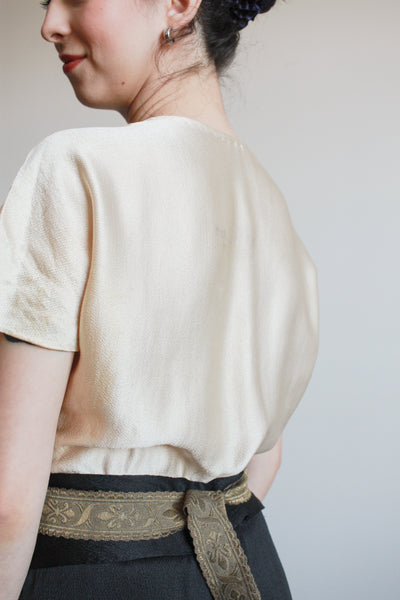 1930s Slipper Satin Two Tone Midi Dress