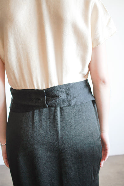 1930s Slipper Satin Two Tone Midi Dress