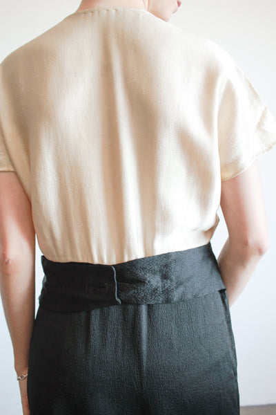 1930s Slipper Satin Two Tone Midi Dress