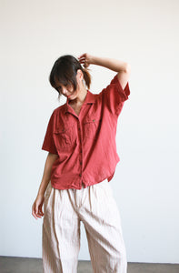 1990s Rose Cotton Button Up Blouse