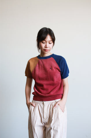 1980s Hangten Colorblock Cotton Raglan Sweater