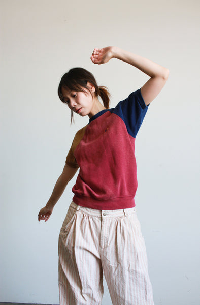 1980s Hangten Colorblock Cotton Raglan Sweater