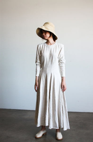 1980s Oatmeal Speckled Cotton Longsleeve Dress