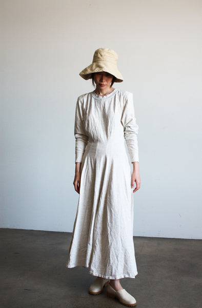 1980s Oatmeal Speckled Cotton Longsleeve Dress