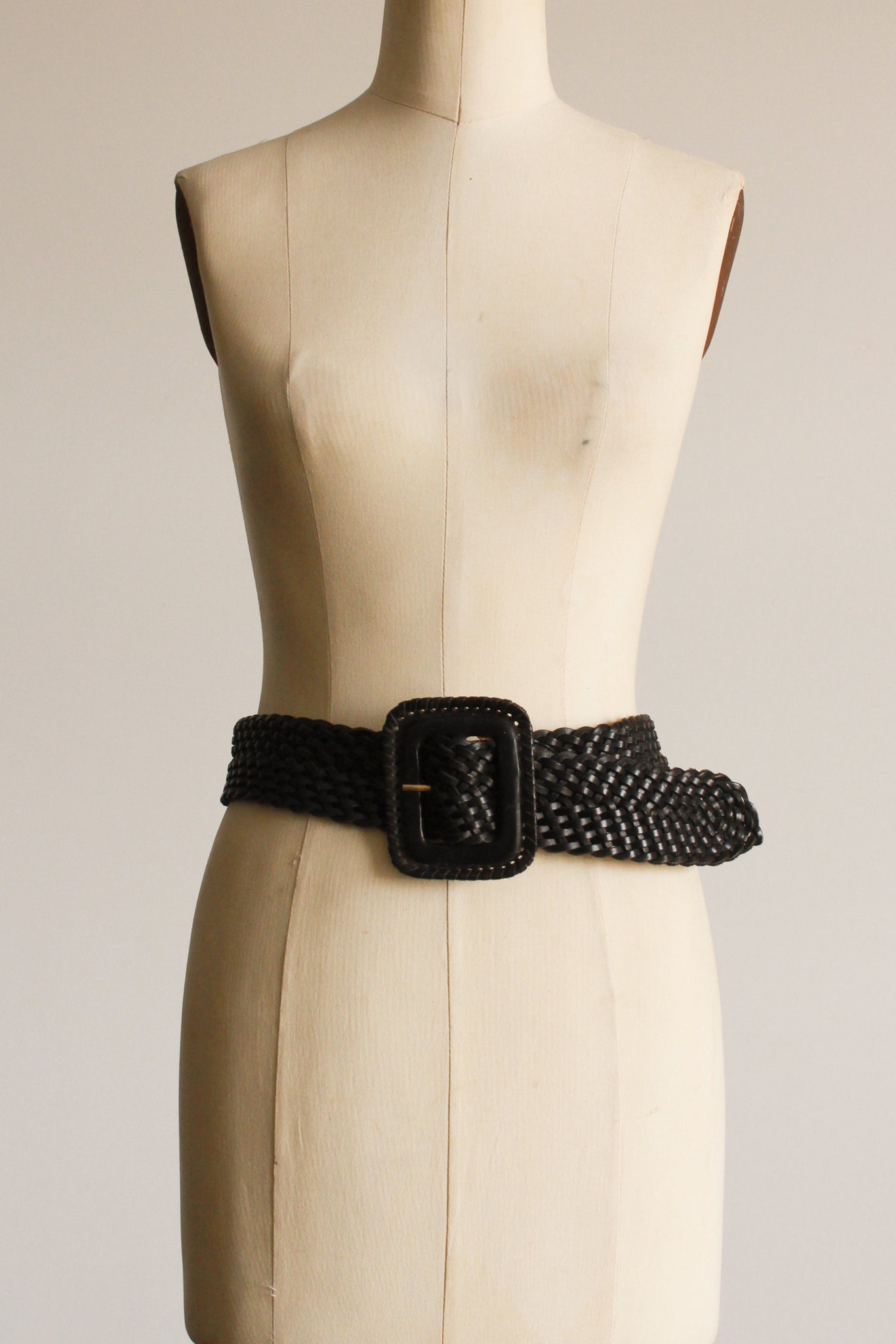 1980s Black Braided Leather Belt