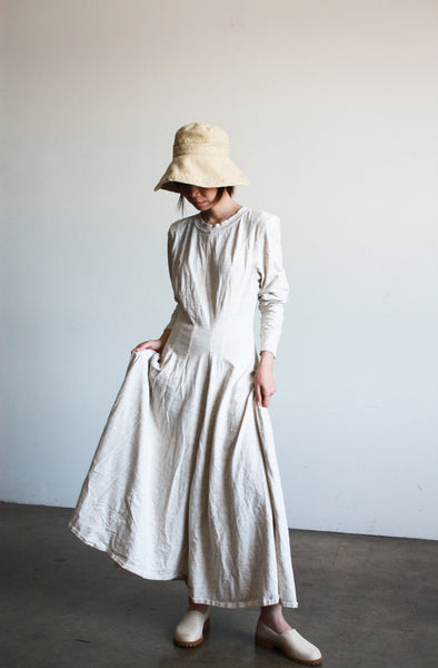 1980s Oatmeal Speckled Cotton Longsleeve Dress