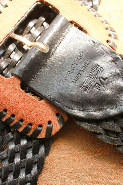 1980s Black Braided Leather Belt