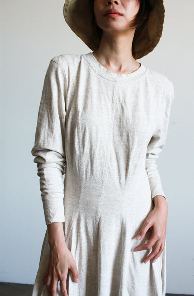 1980s Oatmeal Speckled Cotton Longsleeve Dress