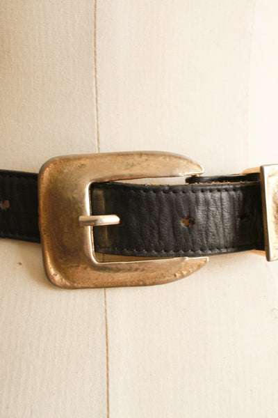 1990s Gold Bucked Leather Belt